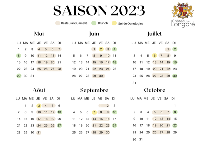 Calendrier saison 2023